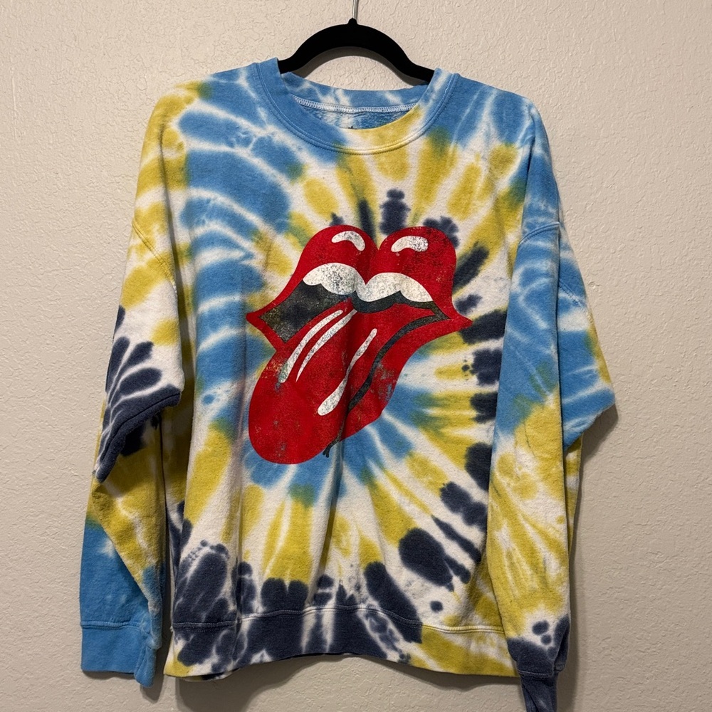 The Rolling Stones Tie-Dye Sweatshirt - Blue, Yellow, Red - Picture 3 of 7